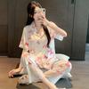 Butterfly Ice Silk High Value Temperament Lace Edge Pajamas Women'S Summer Short Sleeve Suit Loungewear