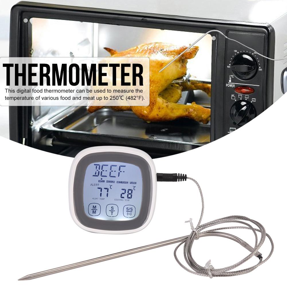 Touch Screen Kitchen Cooking Digital Food Meat Thermometer Timer Tool with Probe