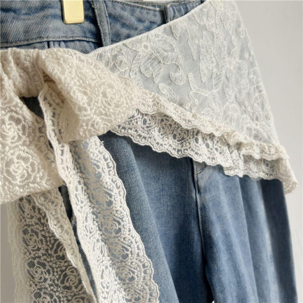 Trendy Lace Trim Lace Mini Skirt Ruffles Clothing Accessories Butt Curtain Jeans Decoration Pretty Apron Wrap Skirt Summer