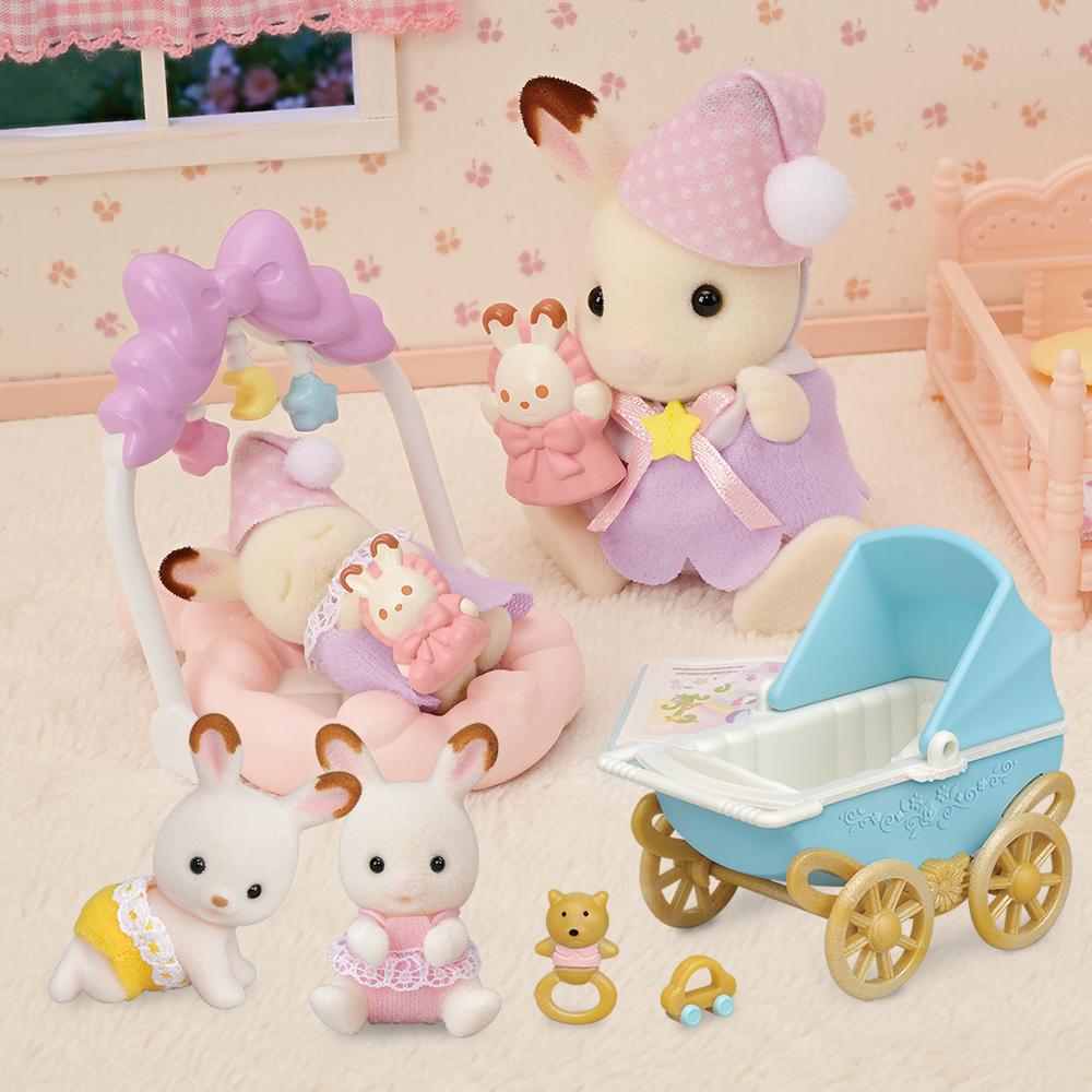 Sylvanian Families Chocolate Rabbit Dreamland Set (5806) + Chocolate Rabbit Twins & Stroller Set (5432) Bundle