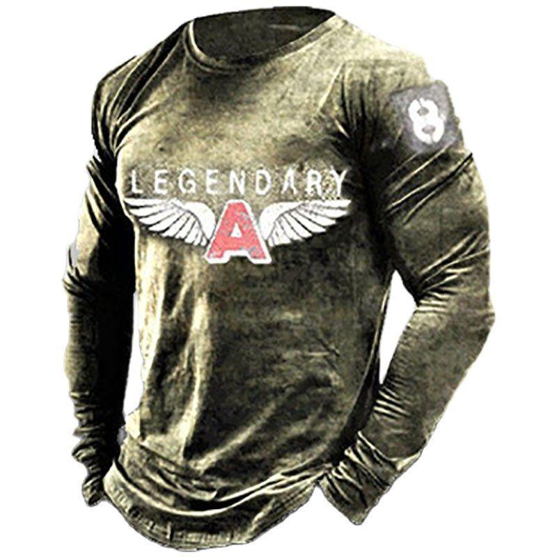 Vintage Men's Imitation Cotton T Shirts Spring Autumn Crew Neck Loose Long Sleeve Casual Top Tees Men Clothing Oversized T Shirt