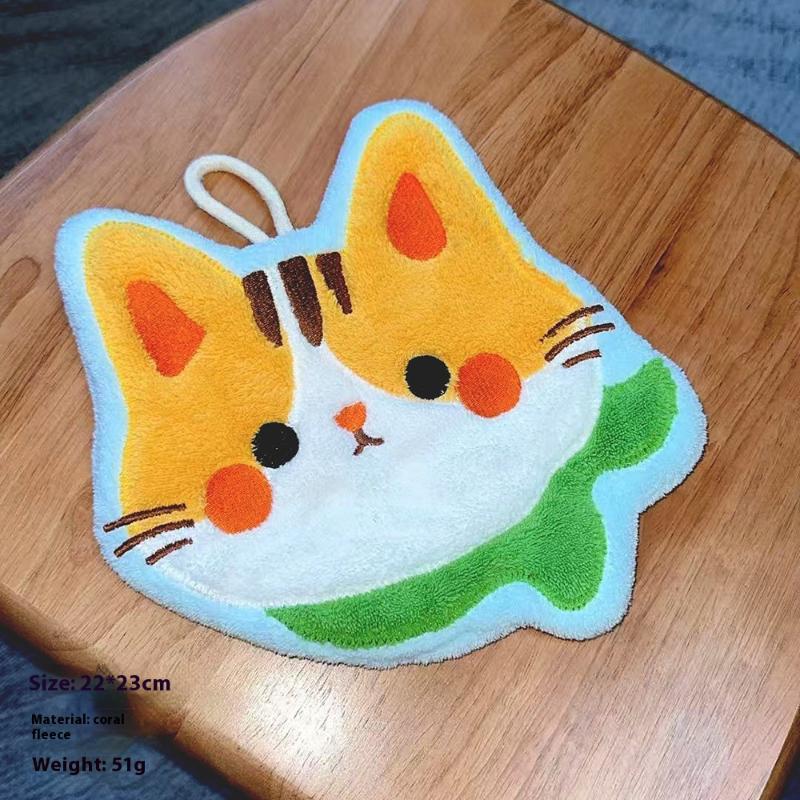 1pc Cartoon Hand Towel Kawaii Thickened Handkerchief Towels Wall Hanging Hand Cloth Kitchen Accessories Bathroom Hand Towel