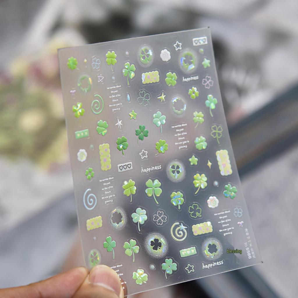 Tomoni Shell Light Lucky Four-Leaf Clover Nail Art Stickers - Fresh Style Decorative Nail Stickers