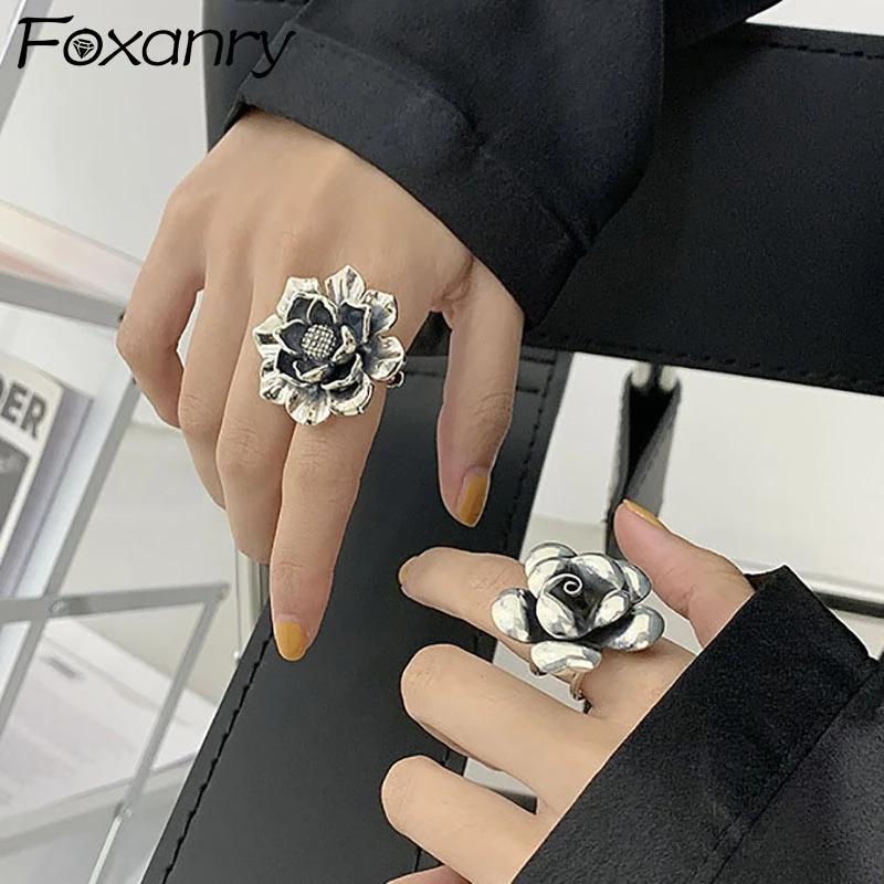 

Обручальные кольца Foxanry Новая мода Творческое преувеличение Цветок Винтаж Панк Вечеринка Ювелирные изделия Подарки для женщин