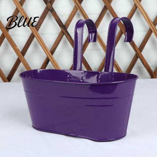 Metal Flower Pots with Hooks Hanging Planter Pot Drainage Holes Detachable Hooks Balcony Railing Planter Boxes Plant for Garden Fence Indoor