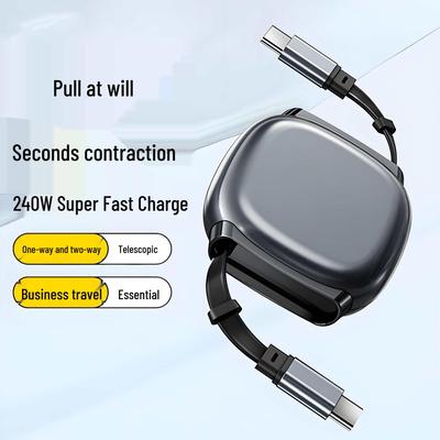 240W Retractable Magnetic Cable for Apple, Huawei, and Type-C Devices - Super Fast Charging and Car Charging Compatibility