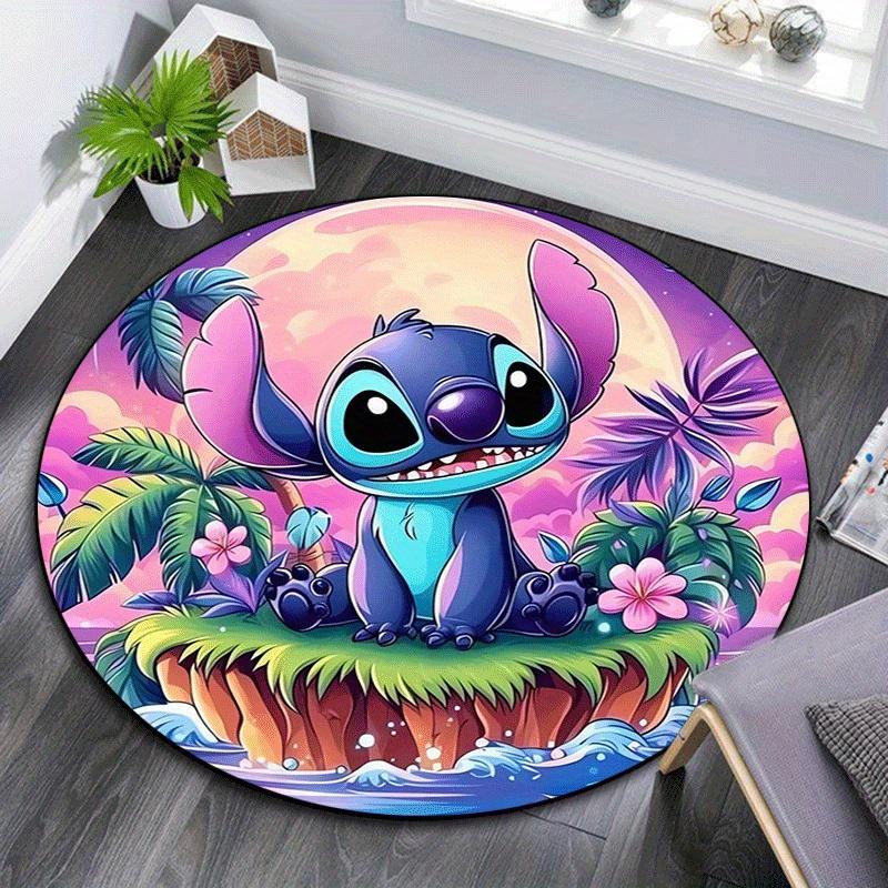 

1pc Stitch Round Area Rug,Non Slip,Machine Washable Polyester Carpet for Living Room,Bedroom Decor 80cm by 80cm
