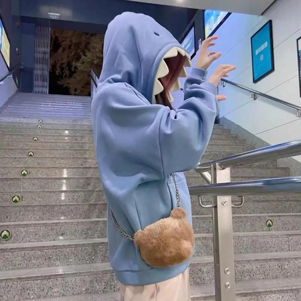 Autumn Winter Funny Shark Patchwork Hoodies Men and Women Kawaii Sweatshirt Fashion Casual Pullover School Oversized Clothes