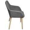 Dining Chairs Set of 4 Light Grey Fabric and Solid Oak Wood