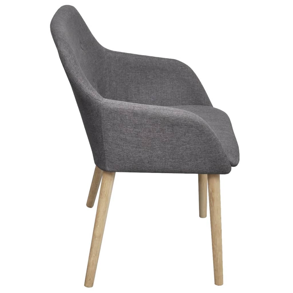 Dining Chairs Set of 4 Light Grey Fabric and Solid Oak Wood