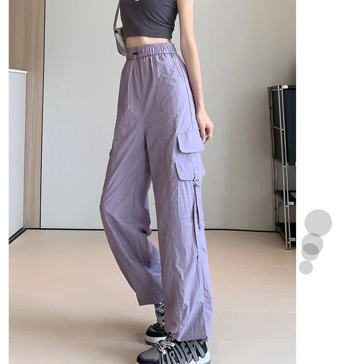 High-Waisted Quick-Dry Drawstring Cuffed Casual Loose Pants 2XL