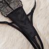 Women's Sexy Lace Lingerie Set Tassel Pendant Decor Push Up Breathable Bra and Panty Set