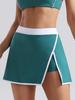 Women's Quick-Dry Color Block Two-Piece Yoga Tennis Skirt with Built-in Bodycon Shorts