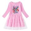 Korean Style Kids' Spring-Autumn Dress: Long Sleeve, Rainbow Star Sequins, Mesh Pleated Princess Design