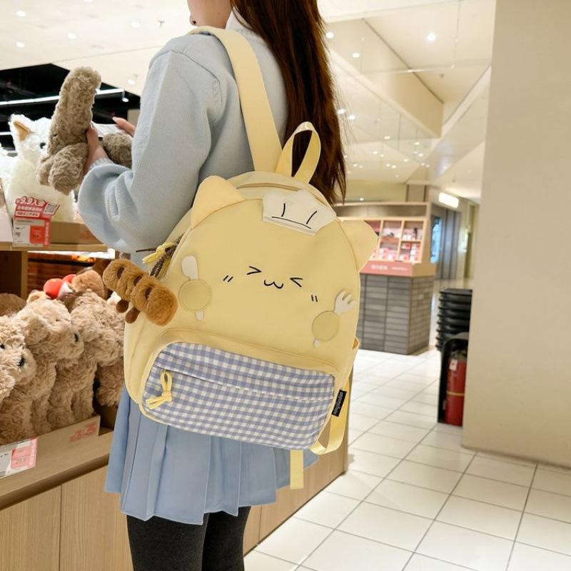 Schoolbag soft cute cat backpack female student schoolbag cute cartoon Japanese cute fun backpack versatile light travel bag
