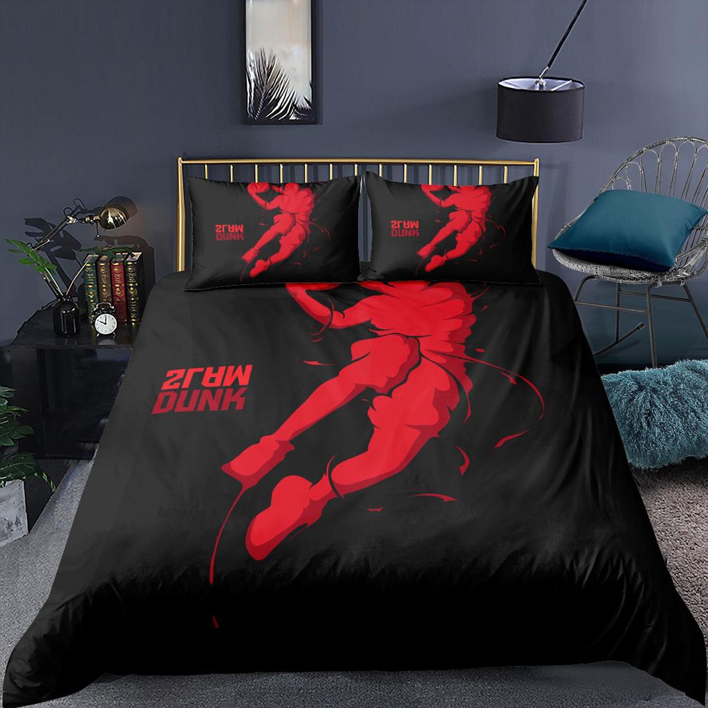 Basketball-Sport-Bettwäsche-Set mit bedrucktem Muster, Schlafzimmer-Bettbezug, Bettwäsche, EU-Einzel-Doppelbett-Heimdekoration in voller Größe