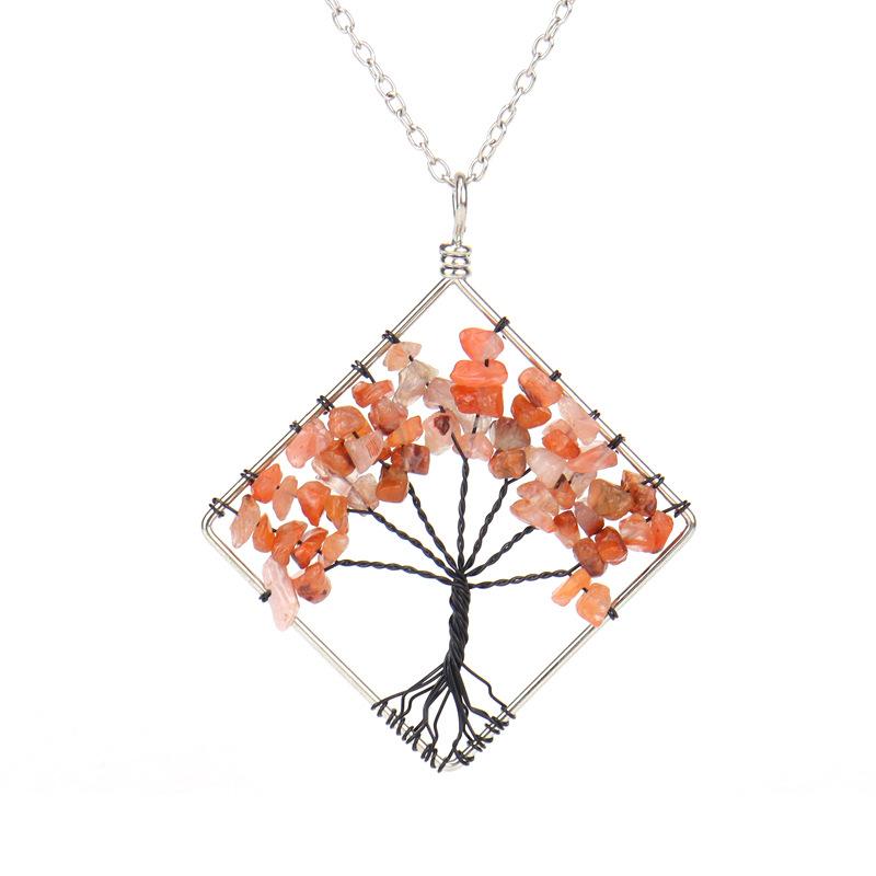 Tree Of Life Square Necklace Natural Irregular Gravel Fashion Accessories Necklace Accessories N51