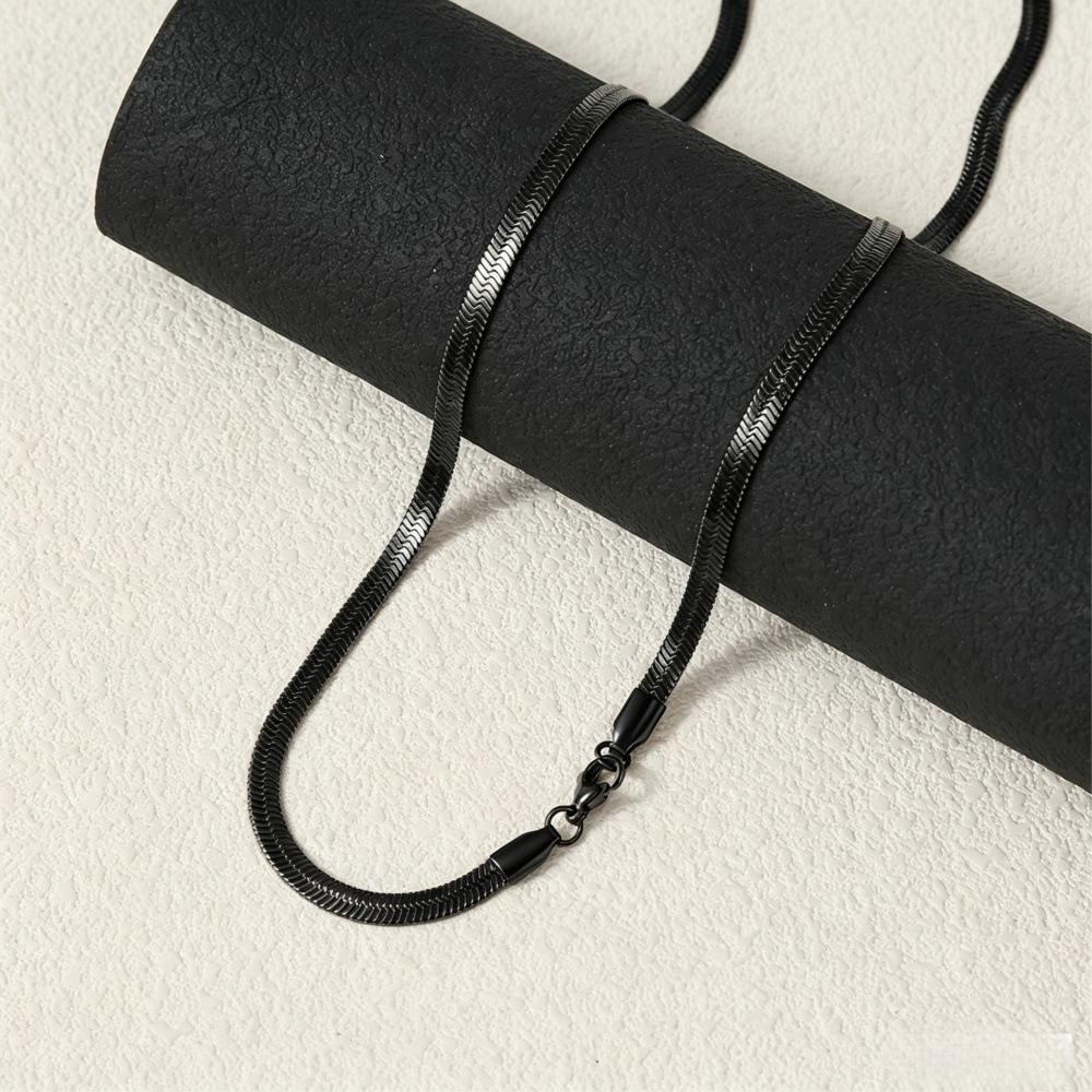 Gold Plated Titanium Steel Snake Bone Chain Necklace - Color Retention, Multiple Specifications, Pendant Included