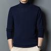 Men's Autumn Winter Wool Knit Sweater, Solid Color Turtleneck Base Layer, Simple Warm Commute Pullover