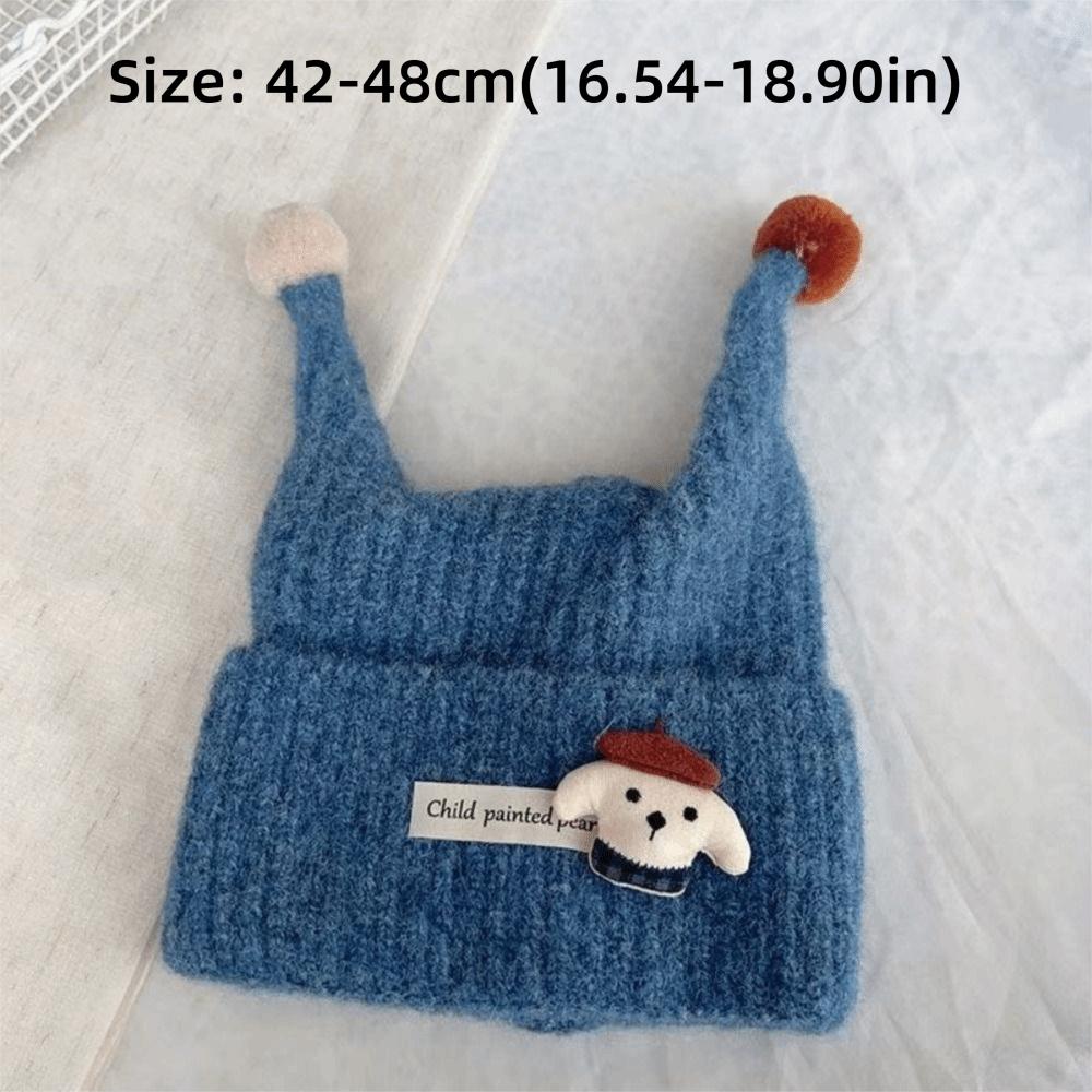 Wind Proof Infant Hat Knitted Fabric Earflap Cap Solid Color Pullover Hat Outdoor Use