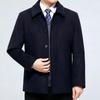 Men's Genuine Wool Coat - Winter Mid-Length, Warm with Detachable Down Liner and Lapel, Ideal for Dads