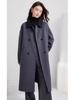 Women's Mid-Length Beige Wool Coat - Elegant French Casual Loose Fit, Petite Plus-Size, Thickened Winter Outerwear 2025.
