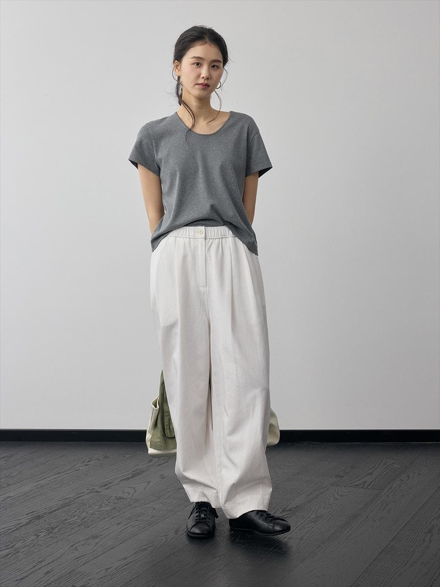 

Shi Jian Spring 2026 Tencel Cotton Slimming Casual Pants - Loose Fit, Flaw-Concealing Design One Size брудно-білий