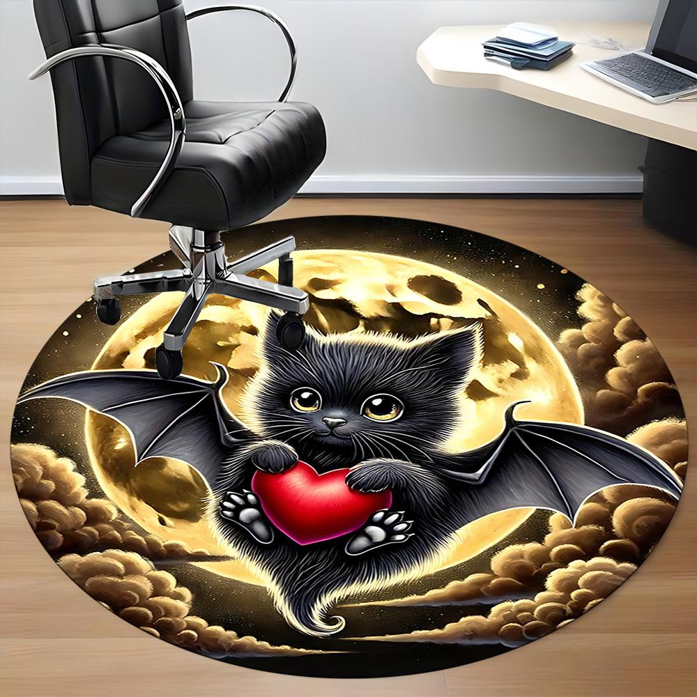 1pc bat Office Round Area Rug, Under Office Chairs Bedroom Living Room Home Decor, Room Deco