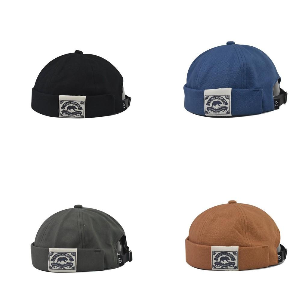 Summer Bear Embroidered Cotton Hat With Rolled Edge Adjustable Strap Gift Cap