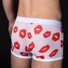 Herren-Boxershorts mit sexy Kusslippen-Aufdruck, niedrige Taille, transparente Unterwäsche, Herren-Boxershorts