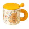Cartoon Cup with Lid Cute Butter Bear Ceramic Mug with Lid with Spoon Ceramic Cup Water Cup Female Souvenir