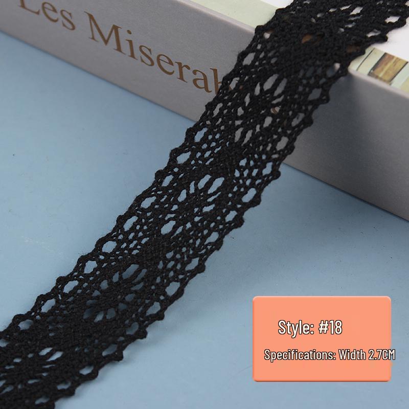 Black Pure Cotton Lace Trim for Clothing and Curtains