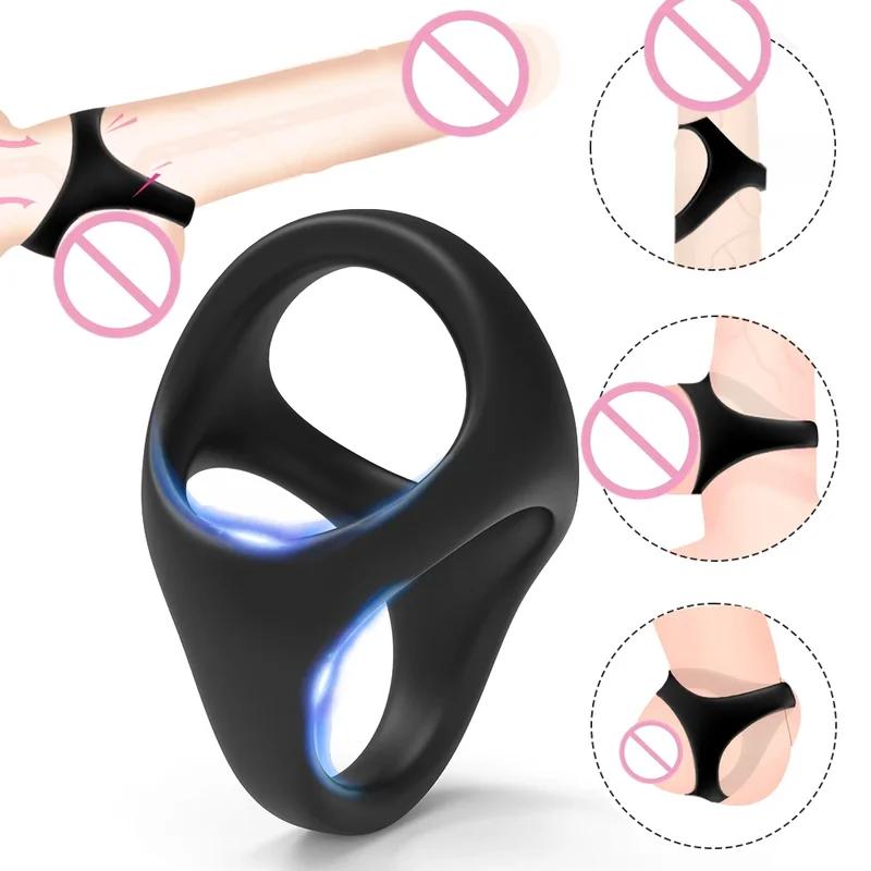 Silicone Reusable Penis Sleeve Flexible Glans Penis Enlarger Extender Delay Ejaculation Cock Ring Sleeve Adult Sex Toys For Men