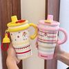 Leak Proof Outdoor Insulated Mug Creative Drinking Straw Cup Cartoon Vacuum Flask  Kitchen Supplies