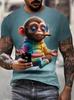Funny Monkey Graphic 3D Printed T-shirt For Men Causal Short Sleeve Oversized Pullover Tshirts Top New In Men's Monkey Tee Shirt