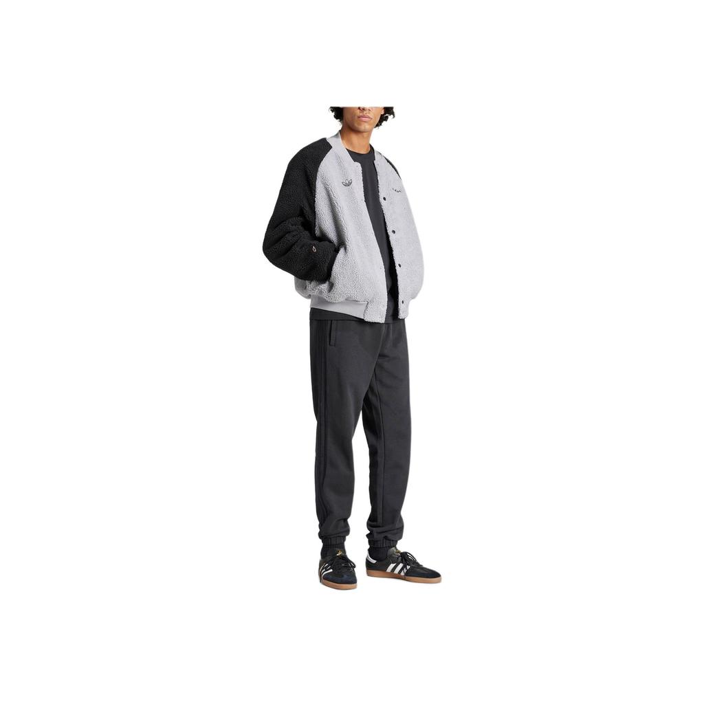 Adidas Originals X Mickey Mouse Glove Pattern Patch Sleeve Varsity Jacket Men Jacket Grey IY2265