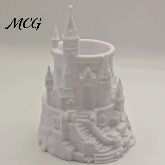 Makeup Brush Holder Castle Shape Pen Holder, 3D Printed Desk Organizer for Pens, Pencils, Desktop Brushes, Decorative Pencil Storage Cup Home