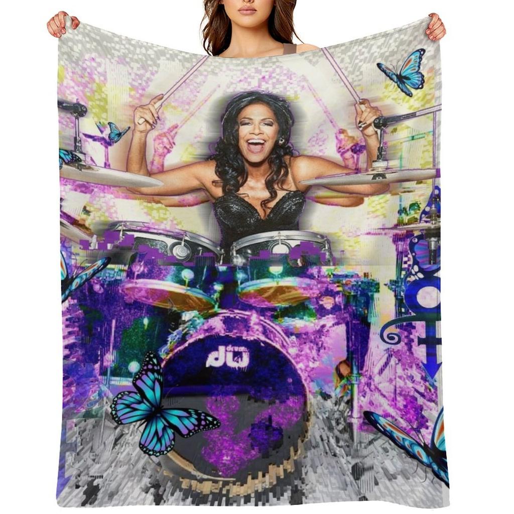 Sheila E. drummer - Prince drum woman - digital art by IonaArtDigital Throw Blanket Furrys Retros Sleeping Bag Blankets