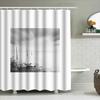 Cortina de Ducha Cascada Blanco Negro Abstracta Moderna Paisaje Bosque Naturaleza Decoración de Baño Tejido Lavable Textil para el Hogar