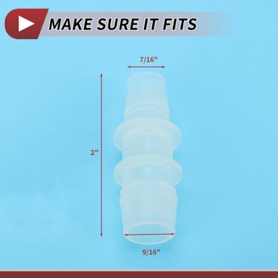 Five Plastic Hose Barb Fitting 7/16" To 9/16" Hose ID Connectors Clear Universal