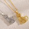 Cat Pendant Necklace Cubic Zirconia Cute Kitty Butterfly Necklace Animal Charm Jewelry Gift for Cat Lovers Women