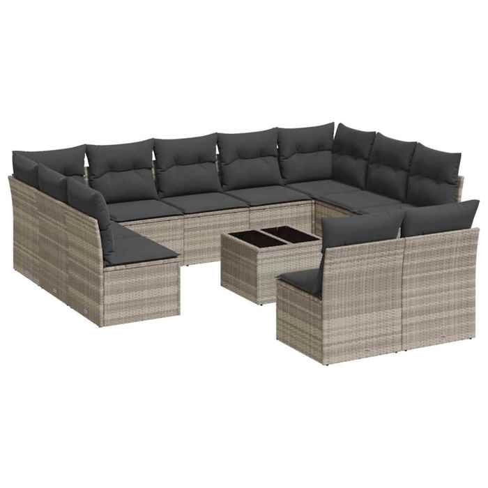 VidaXL Salon de Jardin avec Coussins 13 pcs, Canapés de Terrasse, Ensemble de Meubles d'Extérieur Patio, Moderne, Noir 3218445
