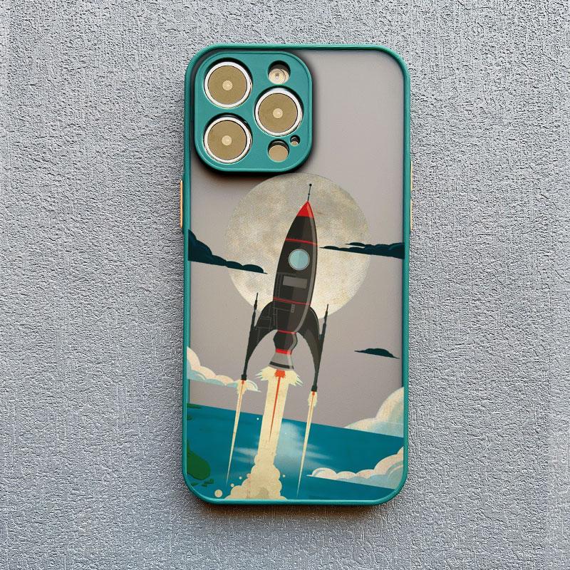 Cute Spaceman Cartoon Spacecraft Phone Case For iPhone 13 11 Pro Max Mini 15 14 12 Pro Max XS XR XS Shockproof Back Cover Bumper