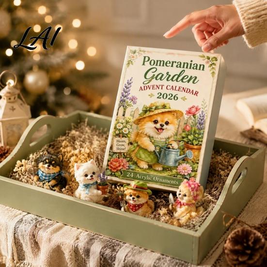 Holiday Gift Box Dog Advent Calendars 2026 Cute 24 Days Christmas Countdown Calendar 2D Acrylic Collectible Figures for Lovers Kids Adults
