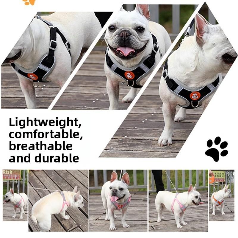 The Pet Chest and Back Strap Is Adjustable and Breathable. The Cat Leash Can Be Extended and Retracted When Taking The Dog for A Walk