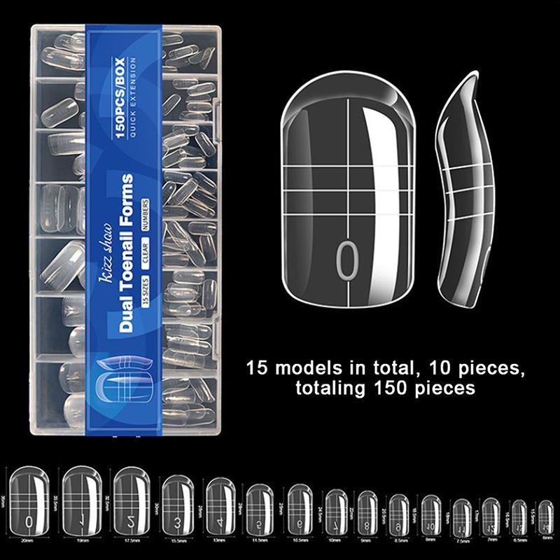 

150/160 шт. Прозорі накладки на нігті на ногах Повне покриття Натискні Накладні кінчики для нігтів на ногах Літній Набір для манікюру своїми руками Для жінок Дівчат Декор для босих ніг A1