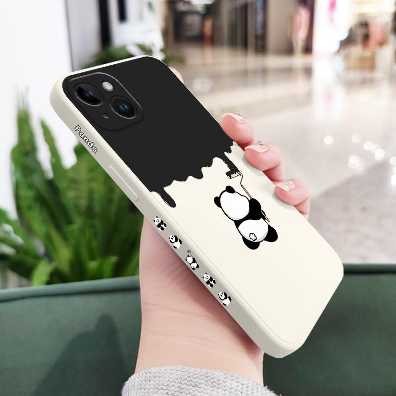 Paint Panda Phone Case For iPhone 15 14 13 12 11 X XR XS SE2 SE2020 8 7 6 6S Plus Pro Max Mini Silicone Cover