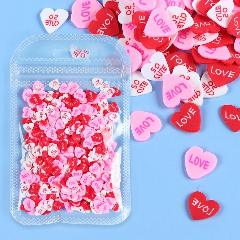 10g/bag Heart Shaped Soft Ceramic Sliced Valentine's Day Nail Accessories for Making Charming Nail Decoration Accessories DIY Nail Products
