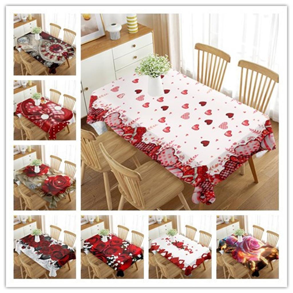 New Dining Table Cloth Tablecloth Waterproof Valentine's Day Red Rectangular High-end Decorative Tablecloth Holiday
