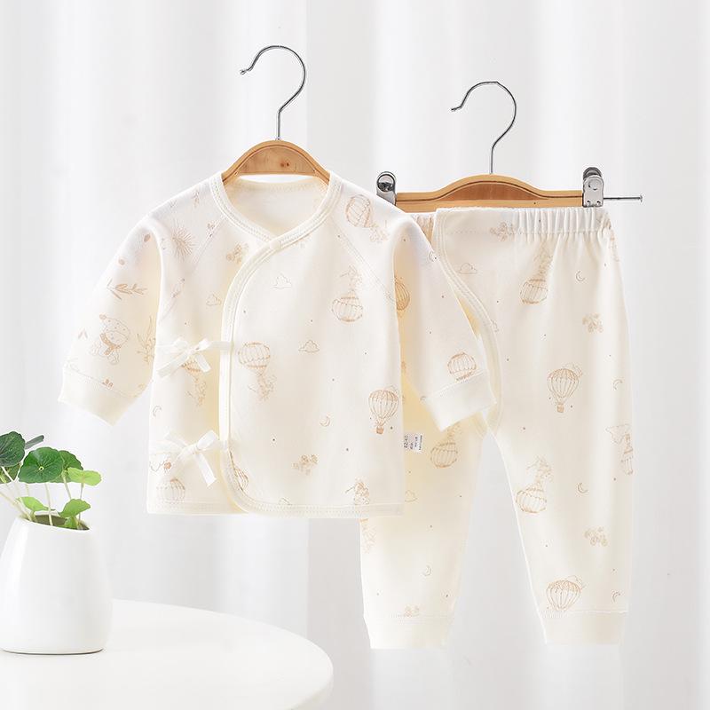 Set Haine Bumbac Toamnă Bebeluș: Salopetă Velcro pentru Nou-născut cu Croi Deschis